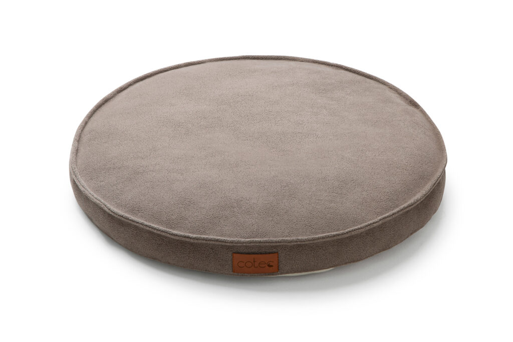 Okrągłe legowisko dla kota szare – ujęcie z boku, profil produktu, zdjęcie e-commerce