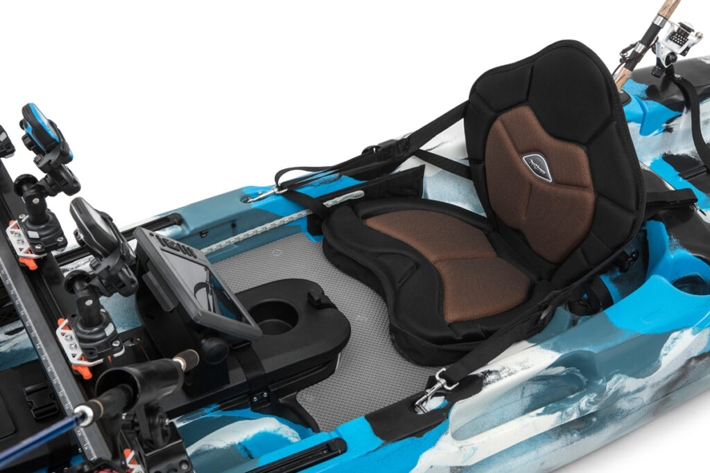 Zdjęcia do sklepu internetowego: kajak wędkarski – fotel i stanowisko wędkarskie, detale wyposażenia
