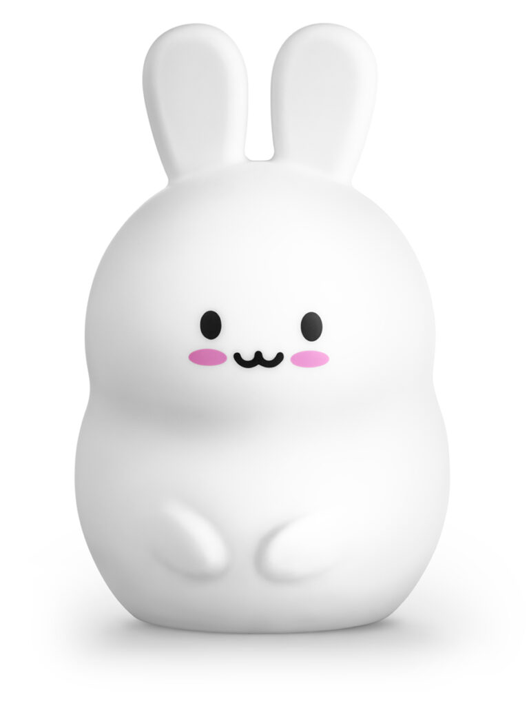 Zdjęcie produktowe silikonowej lampki nocnej w kształcie króliczka – fotografia packshotowa do e-commerce