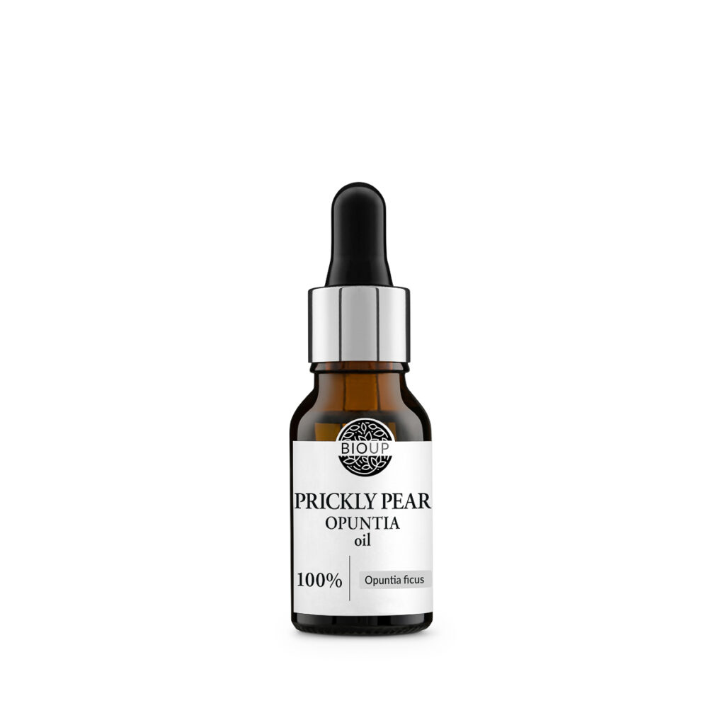 Prickly Pear Opuntia oil 100% – olej z opuncji w bursztynowej butelce z pipetą, packshot kosmetyczny