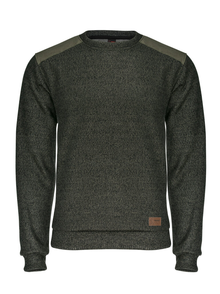 Fotografia produktowa swetra w kolorze khaki – packshot odzieży z czytelną fakturą materiału